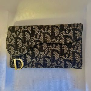 Christian Dior Black Oblique Saddle Wallet- Long